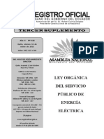 Ley Organica Del Servicio Publico de Energia Electrica Ro 418 Tercer Suplemento Del 16-01-2015