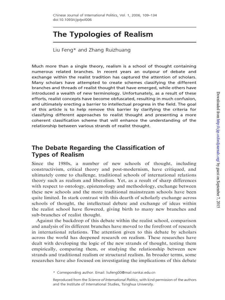 Clarifying Realist Thought Typologies | PDF | International Relations ...