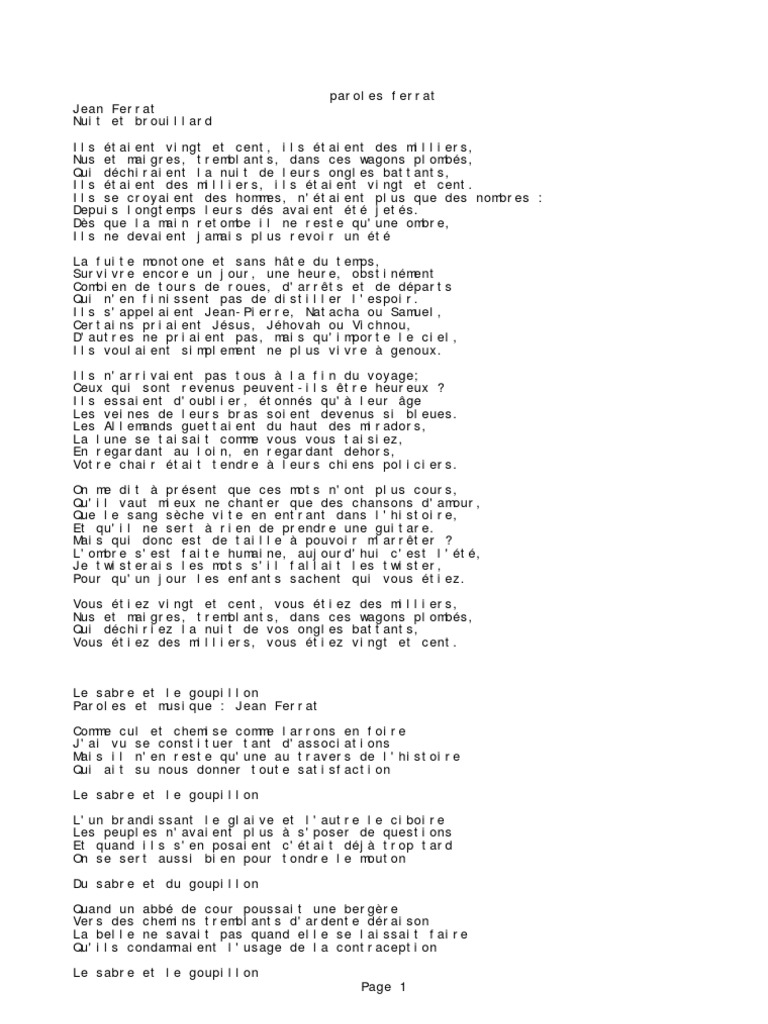 Parole De La Montagne De Jean Ferrat Paroles Ferrat - Intégrale par Ardennais | Nature