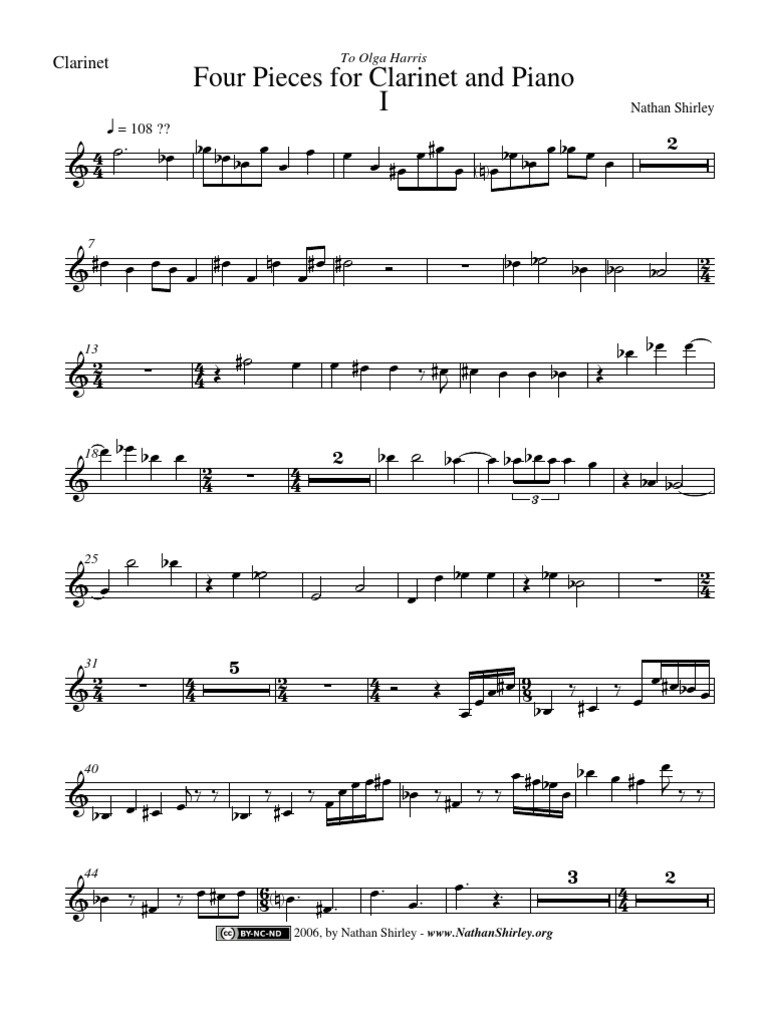 Four Pieces for & Piano (Bflat part) Chamber