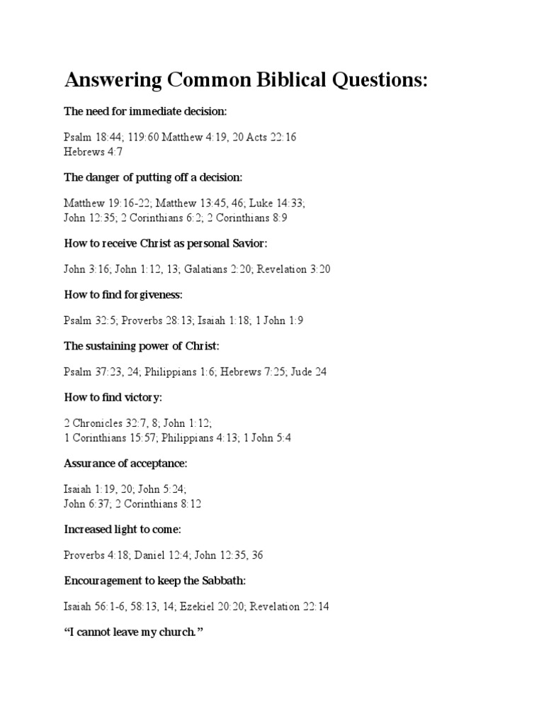 Biblical Answers to Common Doubts | PDF