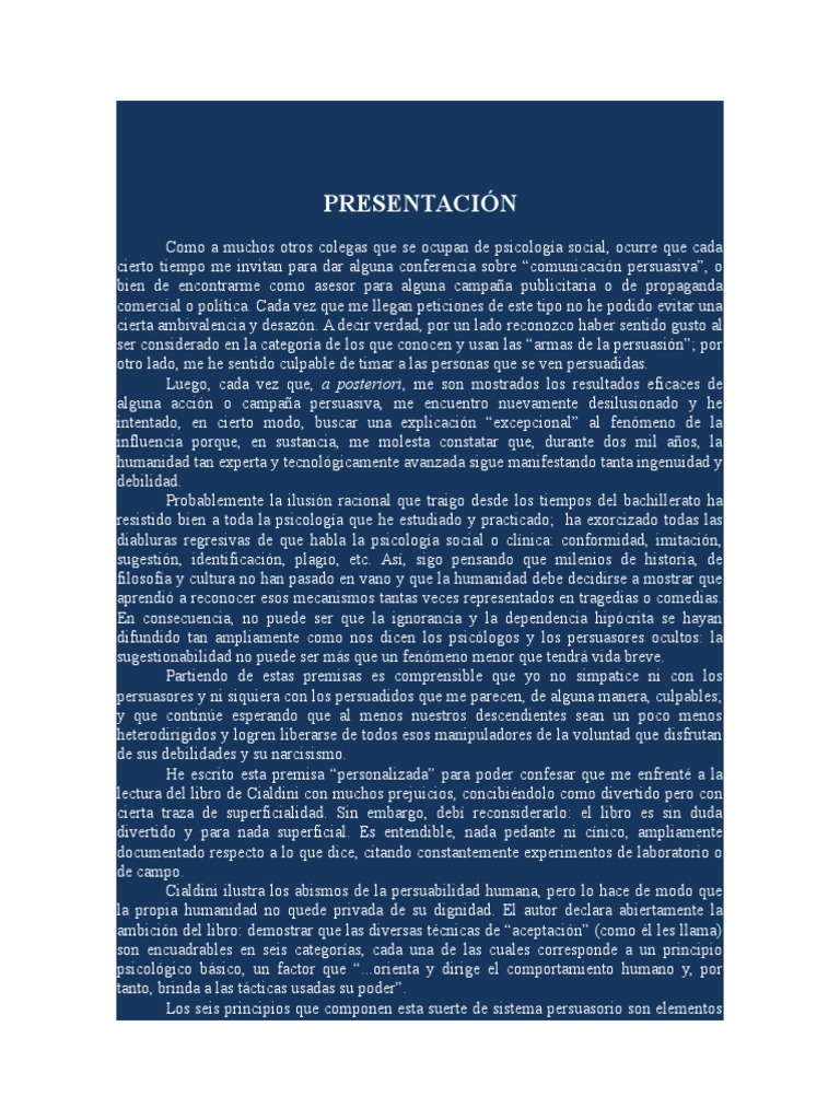 Robert Cialdini - Las Armas de La Persuasión | PDF | Persuasión