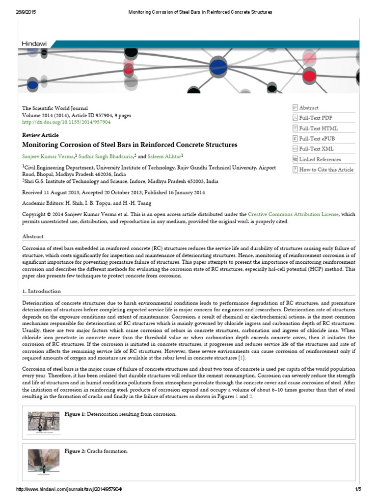 Monitoring Corrosion of Steel Bars in Reinforced Concrete Structures ...