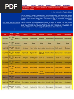 Ral Colour Chart Pdf Color