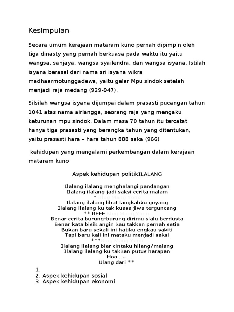 Kesimpulan Kerajaan Mataram | PDF