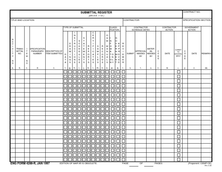 Submittal Register Instructions | PDF