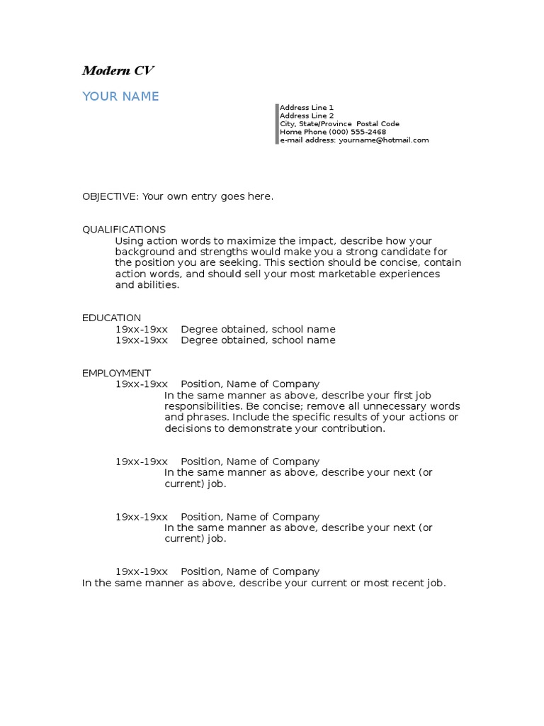 Modern CV Format and Examples | PDF
