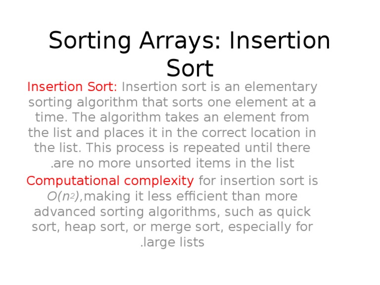 Insertion Sort Algorithm Explained | PDF
