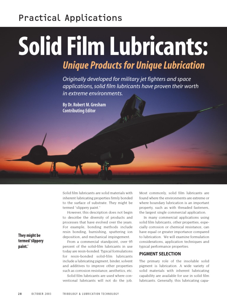 Solid Film Lubricants PDF Lubricant Solid