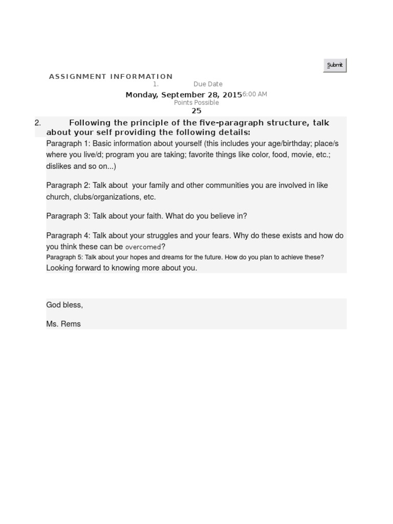 Self-Reflection Assignment Guide | PDF | Self-Improvement