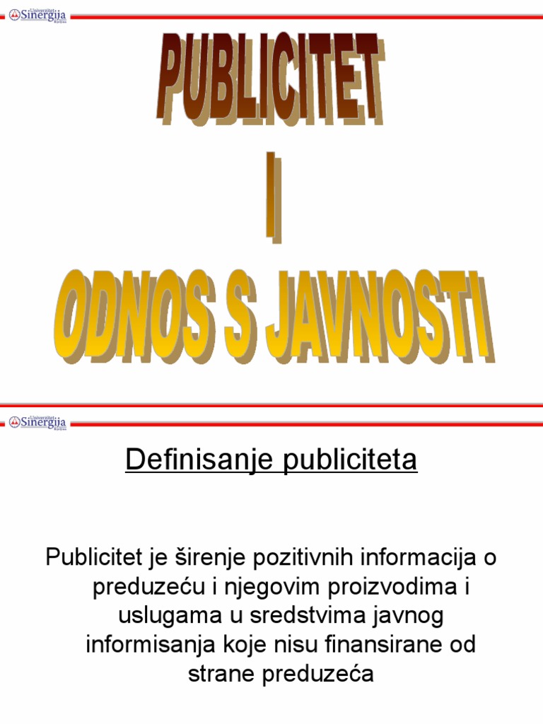 Publicitet I Odnos Sa Javnošću | PDF