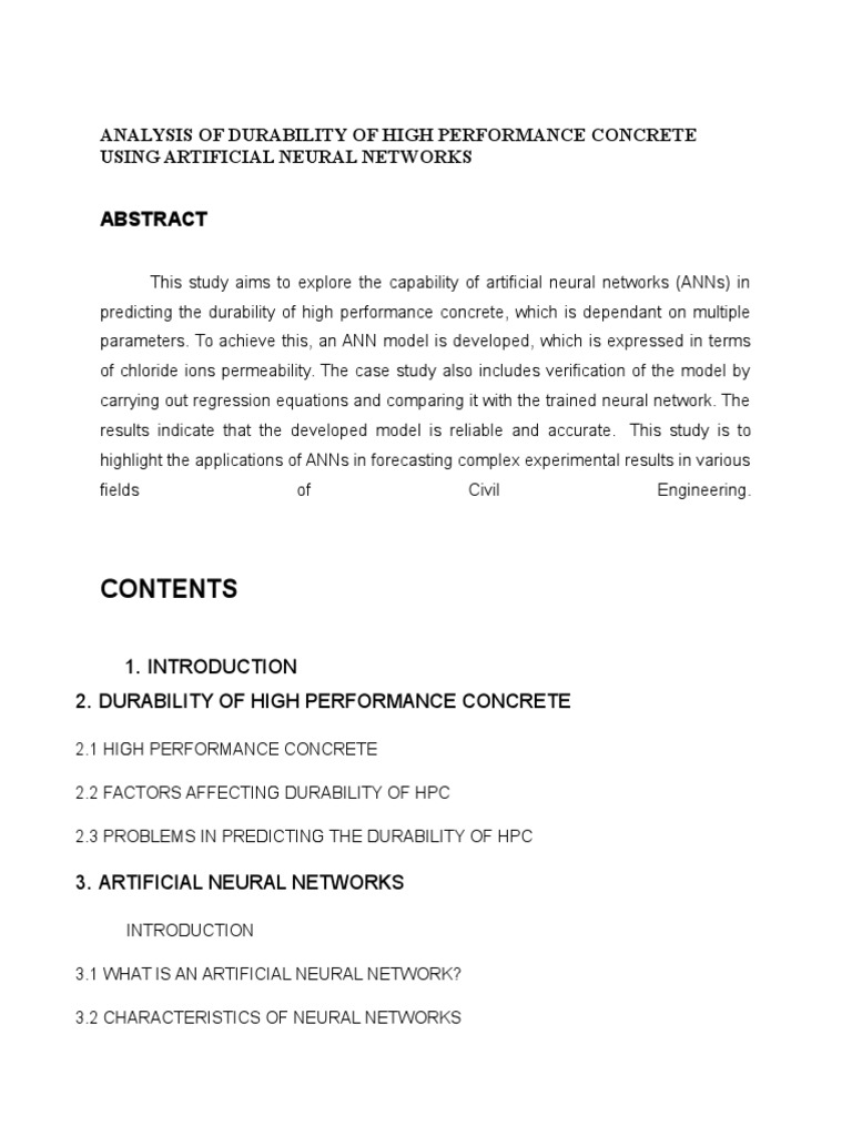 Analysis of Durability of High Performance Concrete Using Artificial ...