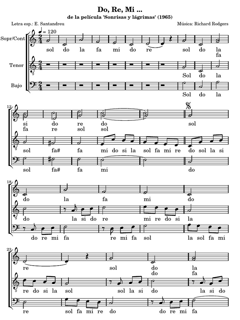 Do Re Mi Sonrisas Y Lagrimas Partitura Piano