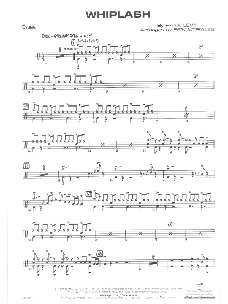 Whiplash Drums Score | PDF for Free Printable Drum Sheet Music