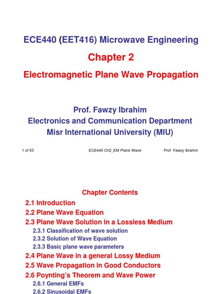 EM Plane Wave Propagation in ECE440 | PDF | Waves | Wavelength