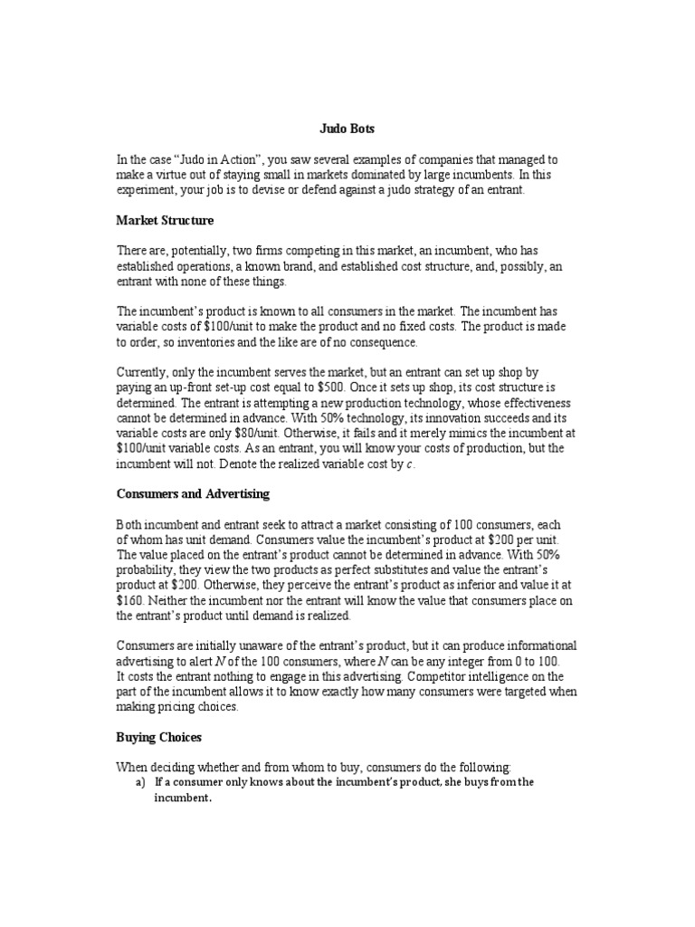 Judo Strategy Market Simulation | PDF