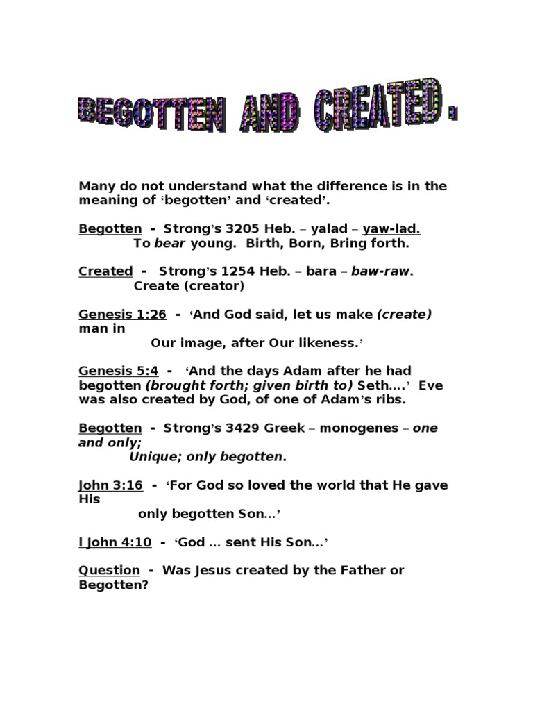 Begotten and Created | PDF | Religion & Spirituality