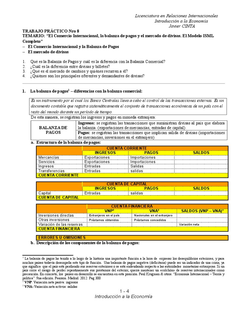 Comercio Internacional y Balanza de Pagos | PDF | Balance de pagos ...