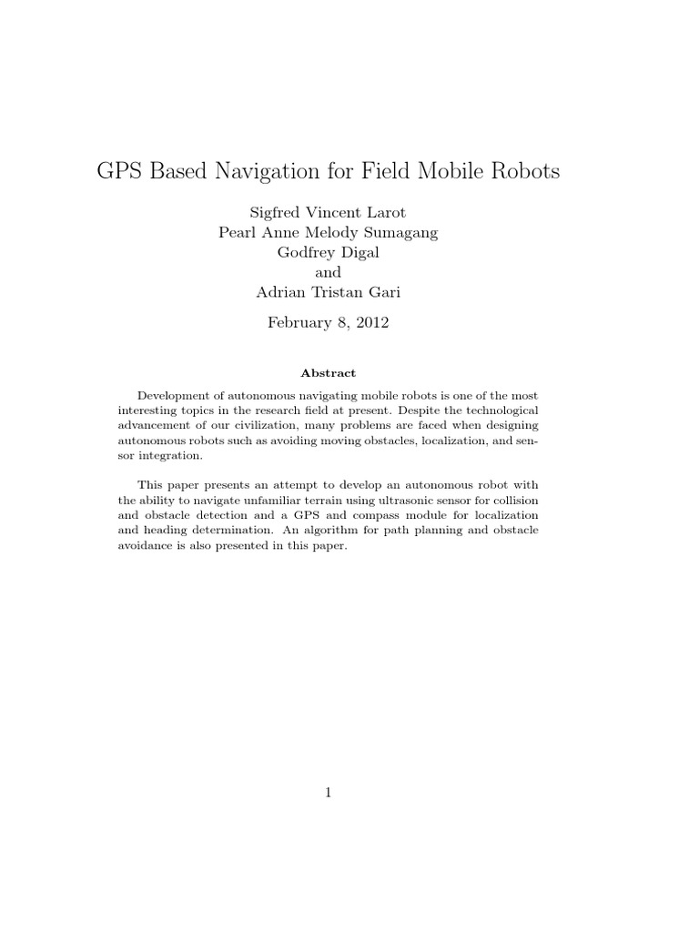 GPS Navigation for Autonomous Robots | PDF | Robot | Robotics