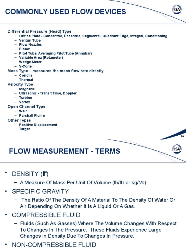 Flow Measurement Devices and Terms | PDF | Flow Measurement | Fluid ...