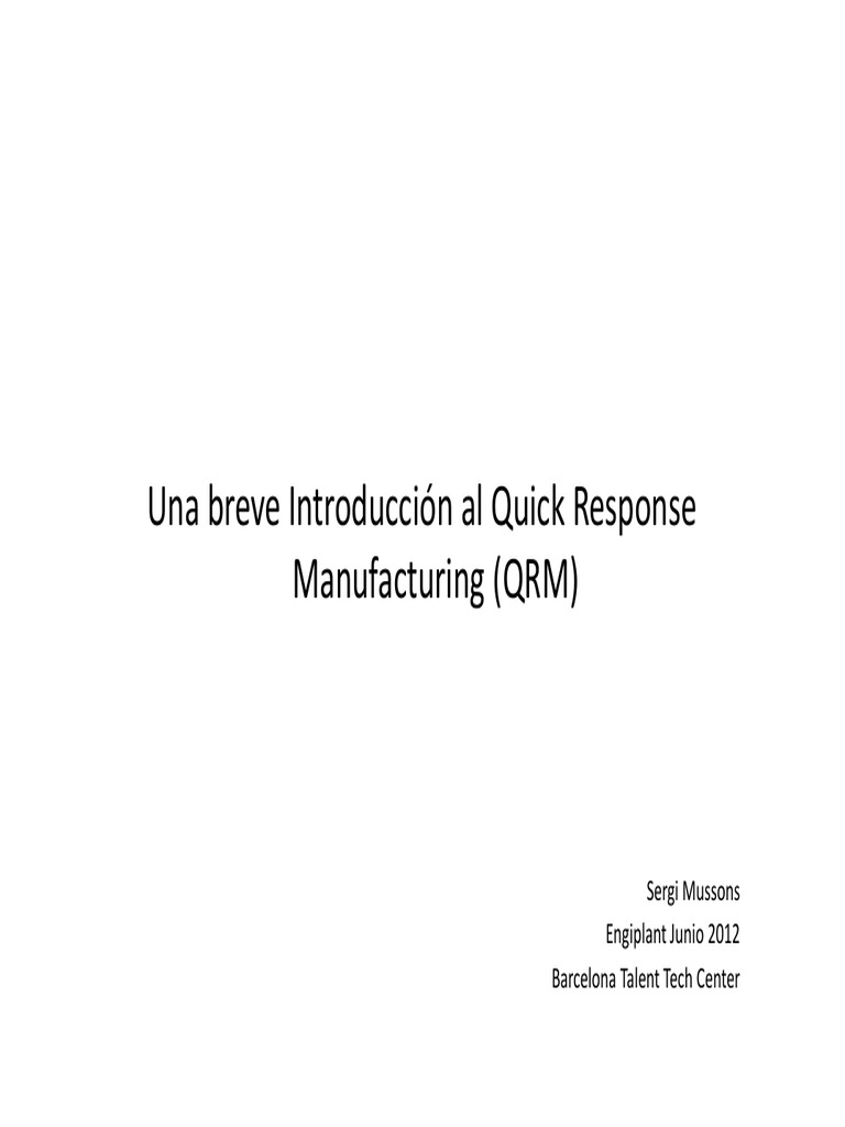 QRM | PDF | Lean Manufacturing | Calidad (comercial)