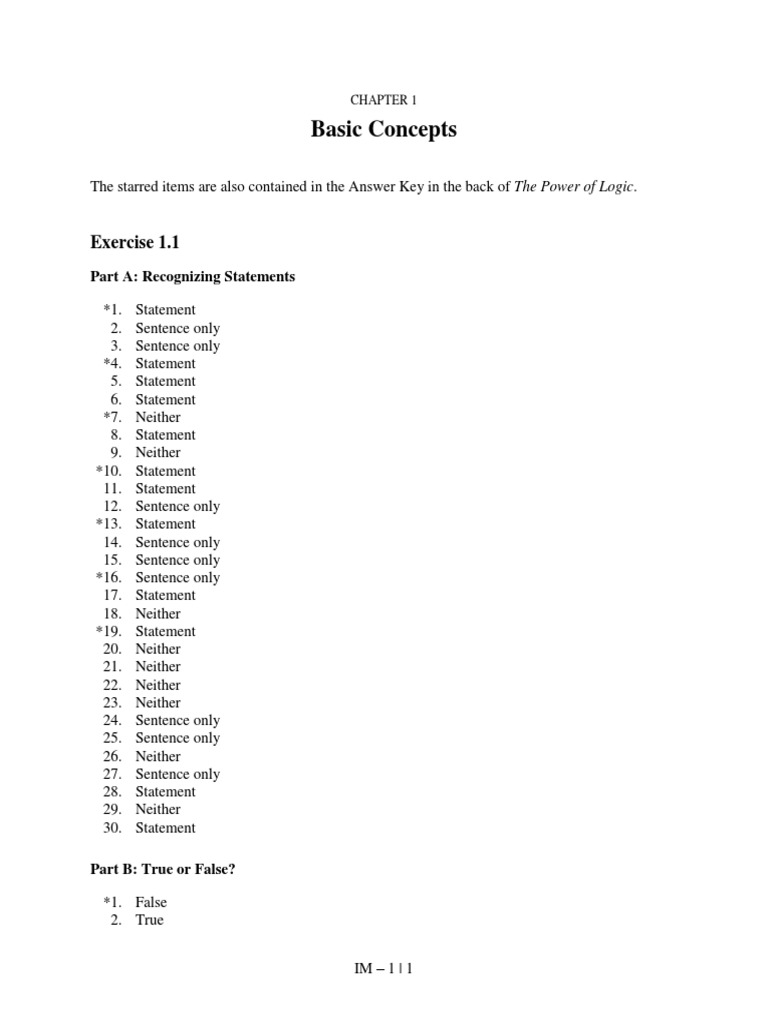 Chapter 1 Logic Exercises and Answers | PDF | Logical Consequence | Logic