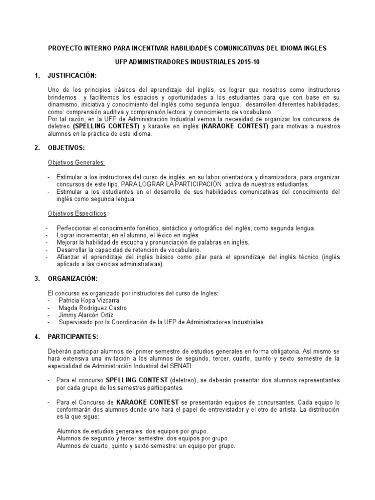 Bases Concurso Ingles 201520 PDF Idioma en Inglés Segundo lenguaje