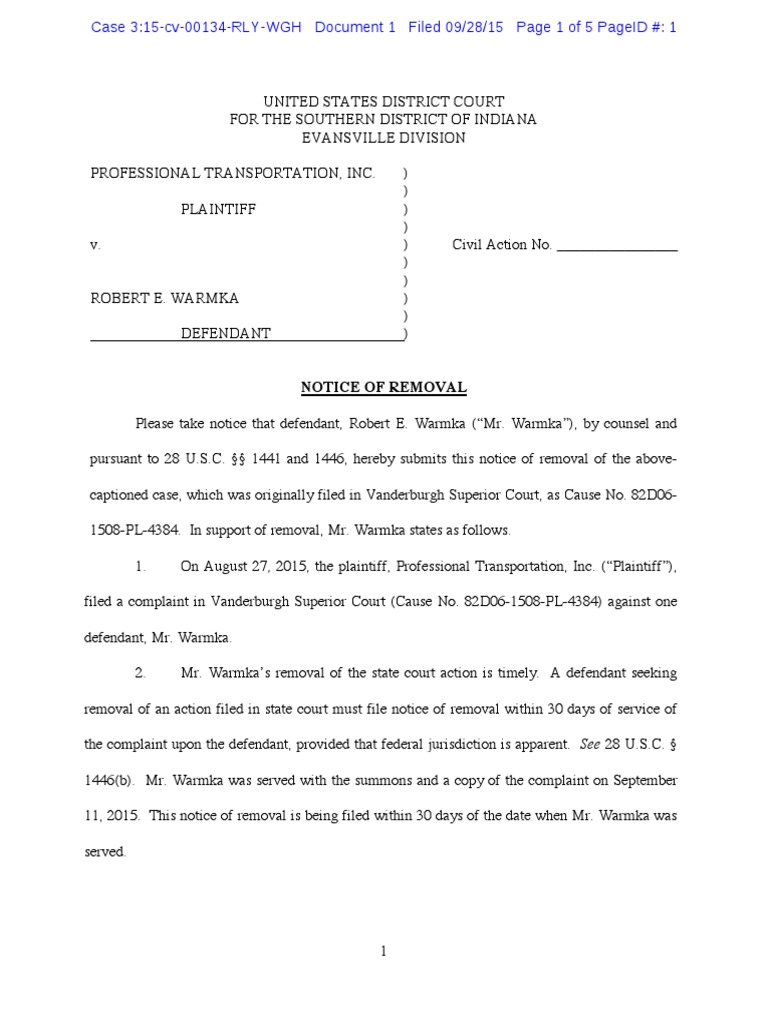 Professional Transportation Inc. v. Robert E. Warmka ...