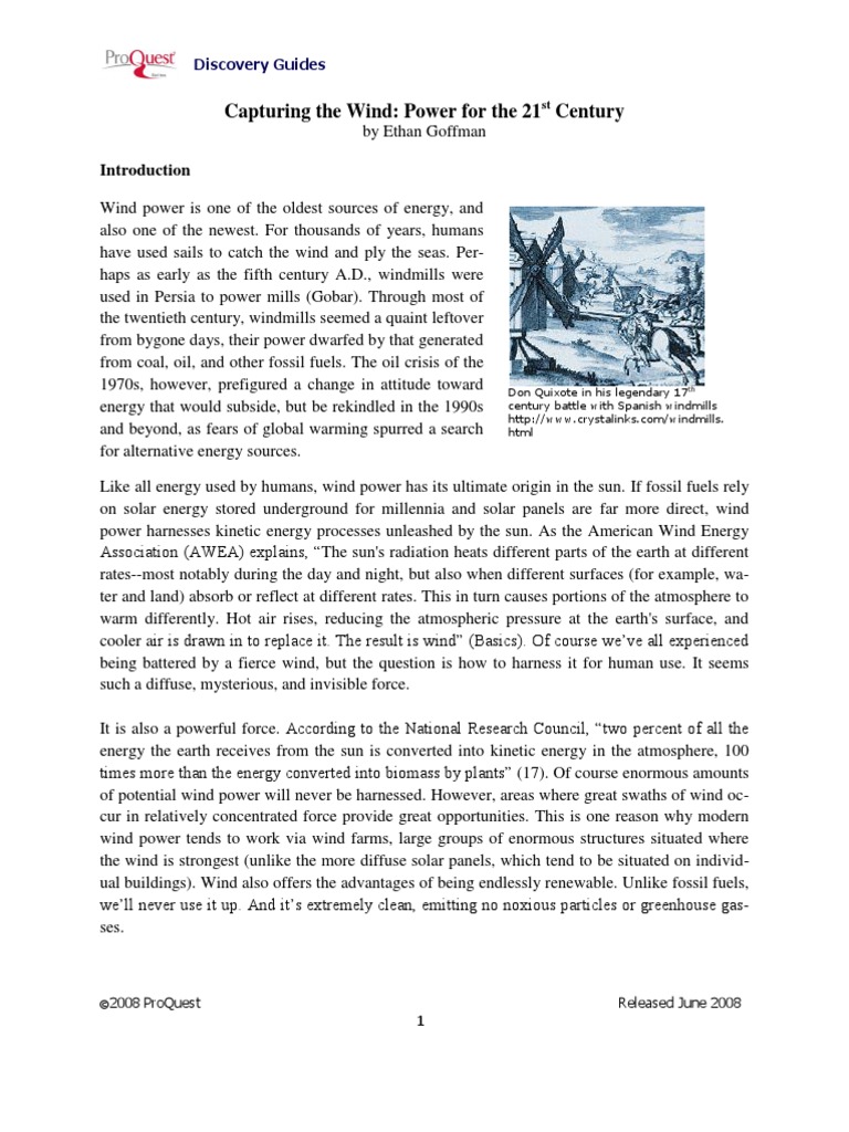 Capturing The Wind-Renewables | PDF | Wind Power | Renewable Energy
