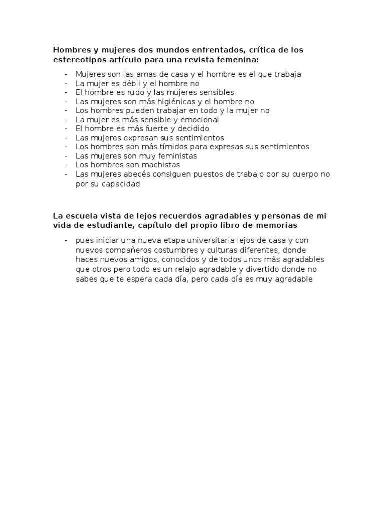 Estereotipos de Género en Debate | PDF | Relaciones personales, crianza ...