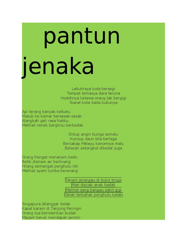 Pantun Jenaka Pdf