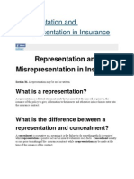 Representation and Misrepresentation in Insurance