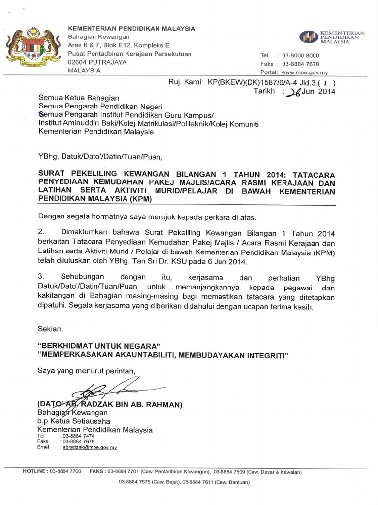 Pekeliling Kewangan Terkini 2014