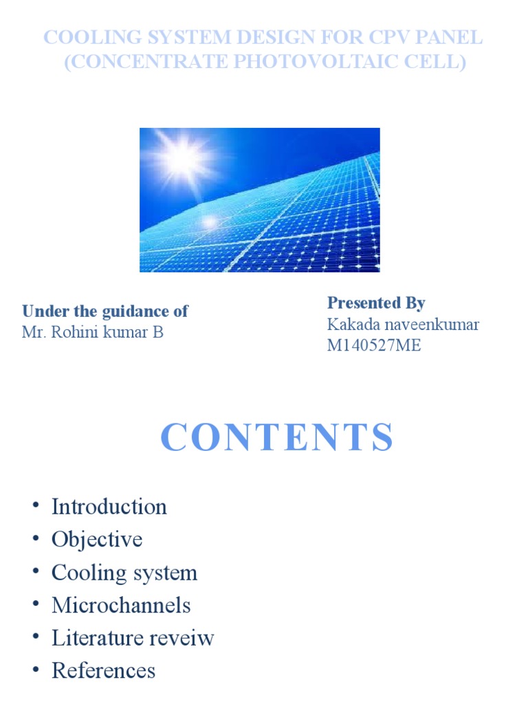 Cooling System Design for CPV Panels | PDF | Photovoltaics | Solar Cell