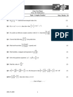 Class Test Paper Time Limit:-1 Hour Topic - Complex Number