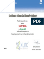Certificate of Lean Six Sigma Proficiency: Aarthi Subramanian