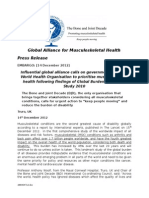 Global Alliance For Musculoskeletal Health Press Release