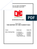 The Report On The Fashion D&G: Business English 1