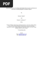 Questionnaire Survey of Working Relationships Between Nurses and Doctors in University Teaching Hospitals in Southern Nigeria