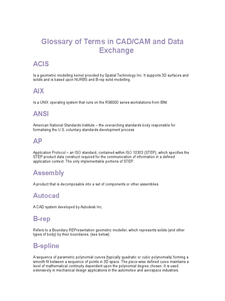 Glossary of Terms in CAD | Download Free PDF | Computer Aided Design ...