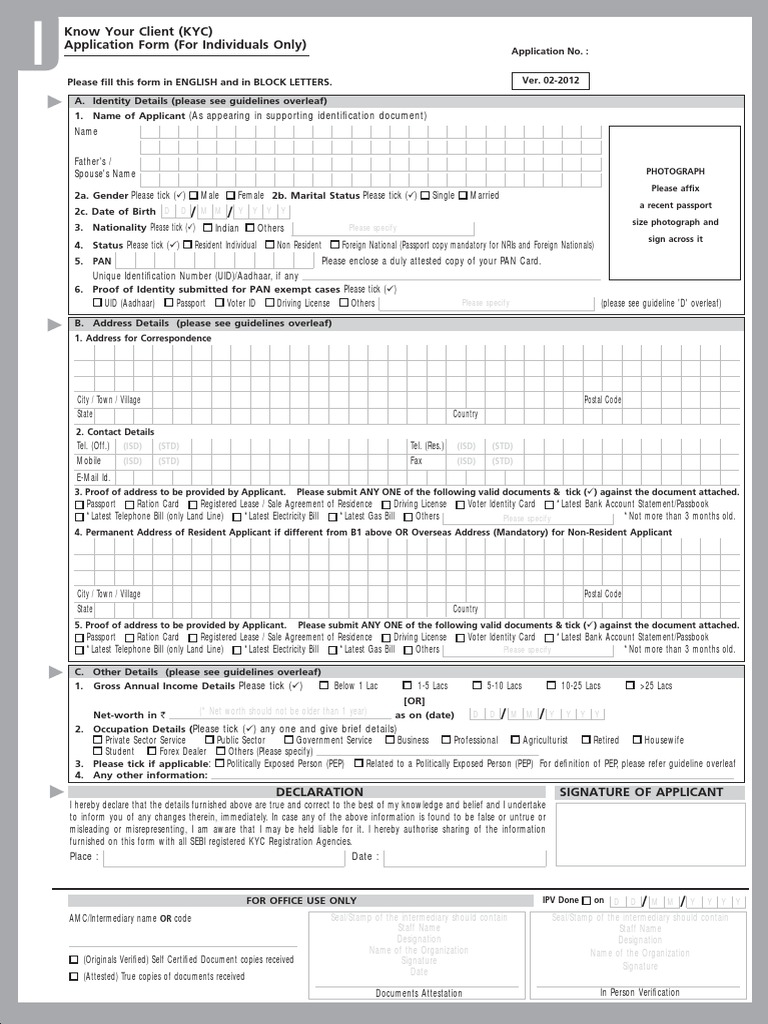 KYC Application Form for Individuals | PDF | Order (Exchange) | Market ...