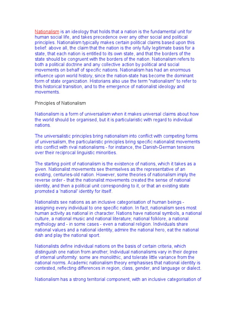 Nationalism Type Nationalism Nation State