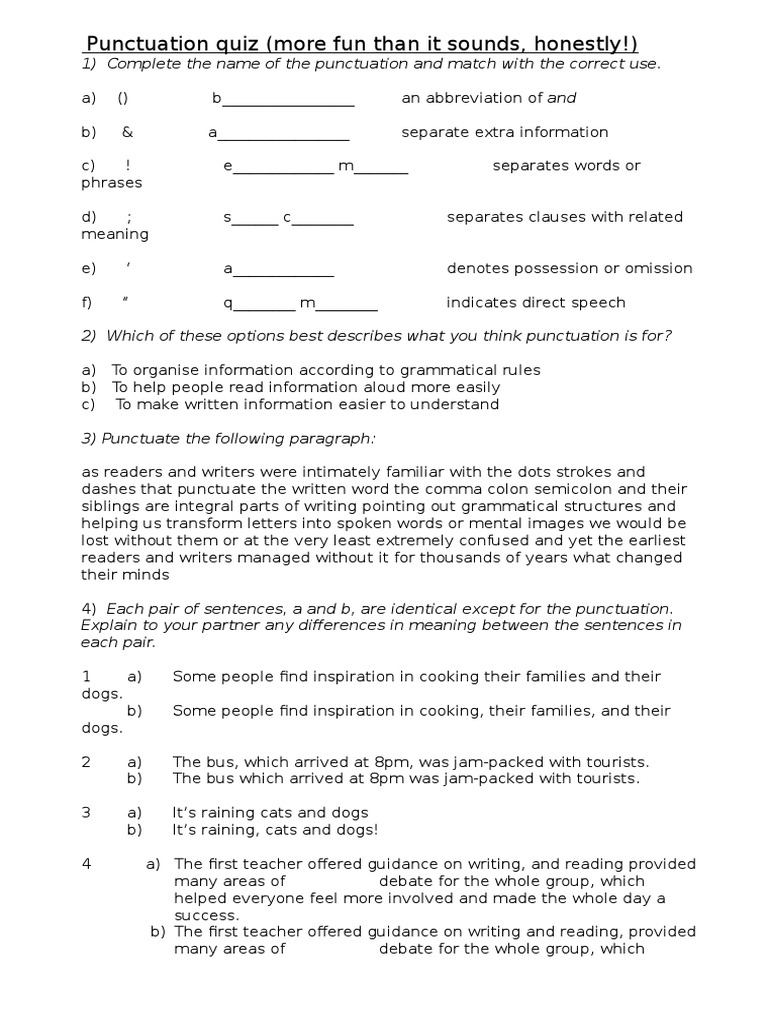 Punctuation Quiz (More Fun Than It Sounds, Honestly!) | PDF