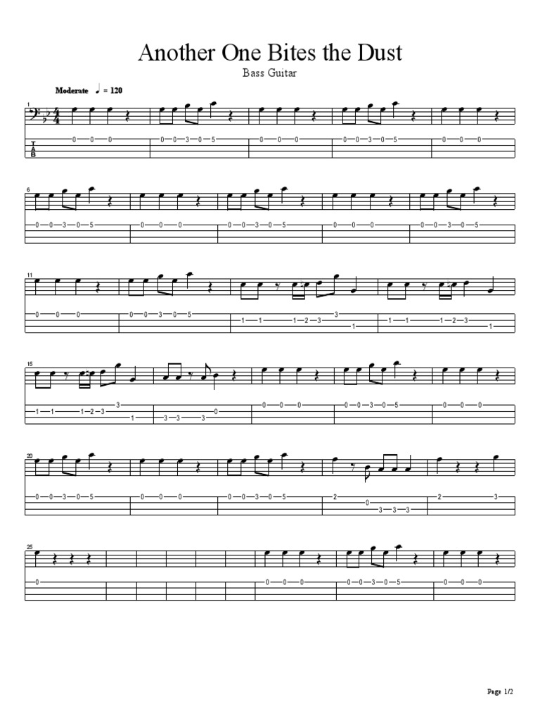 Another One Bites The Dust Bass Tab