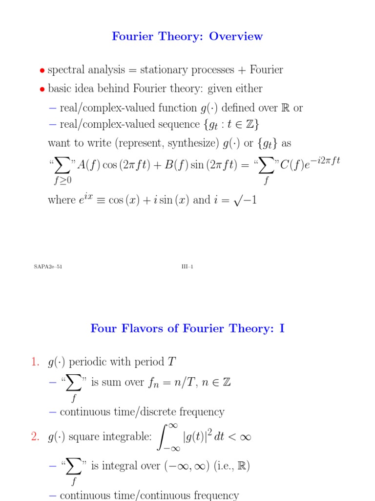 Overview of Fourier Theory Concepts | PDF | Discrete Fourier Transform ...