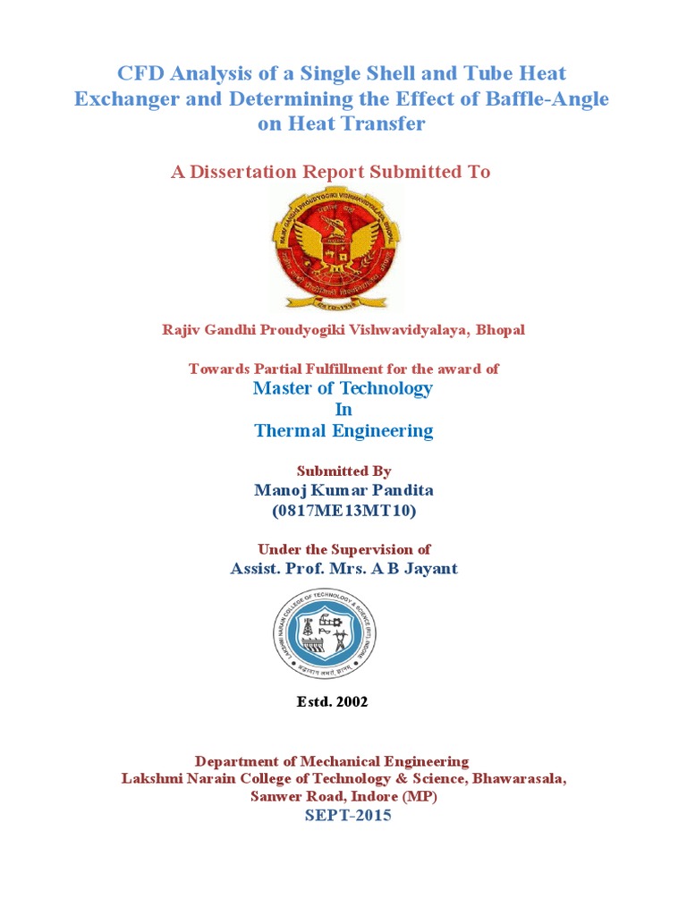 CFD Analysis of Shell and Tube Heat Exchanger | PDF | Science & Mathematics