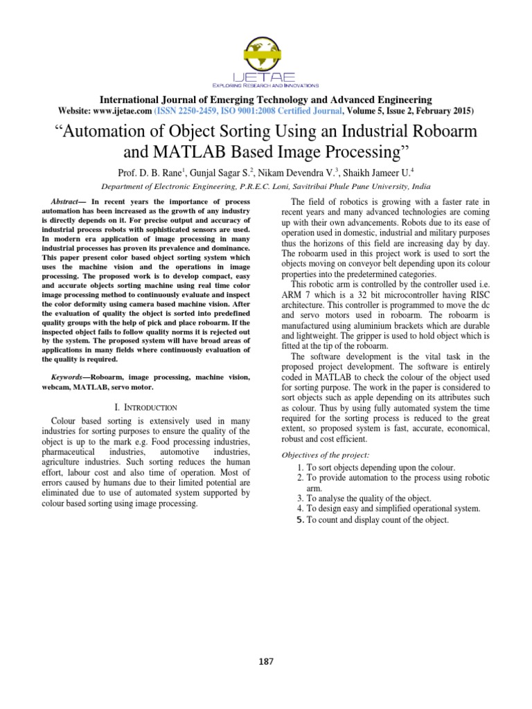 Object Sorting With Image Processing | PDF | Rgb Color Model | Automation