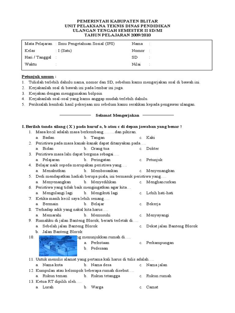 Soal Ips Kelas 1