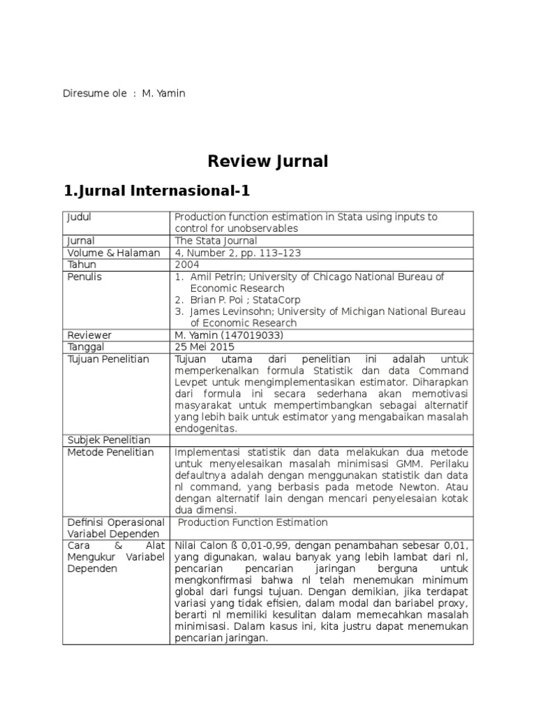 Review Jurnal Ekonomi