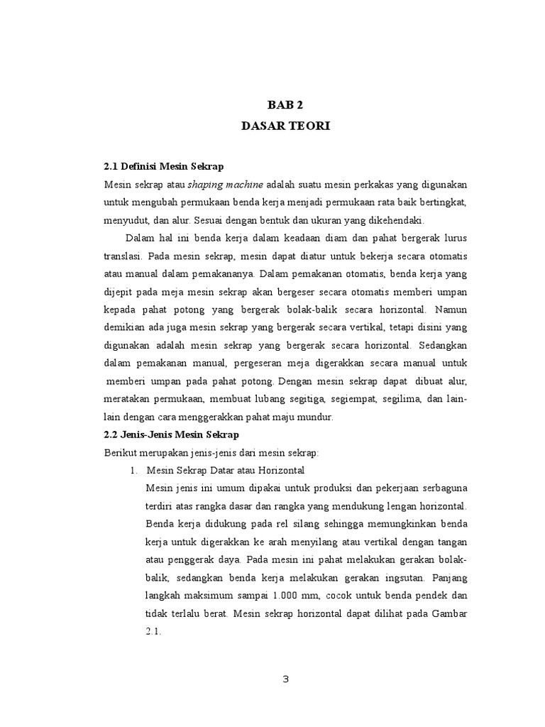 Jenis dan Fungsi Mesin Sekrap | PDF